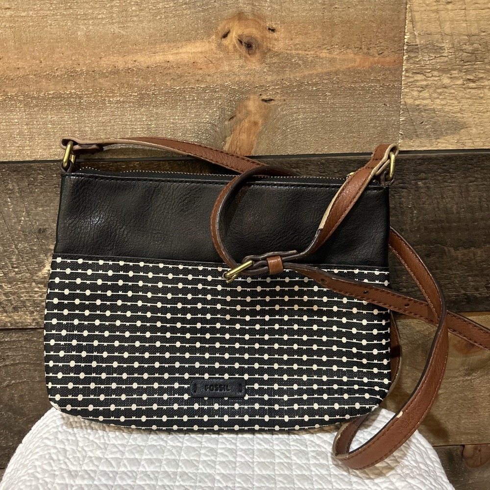Fossil Fiona Small Striped Crossbody Bag Purse Handbag
